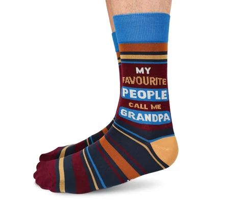 Early Bird "Favourite Grandpa" Cotton Crew Socks by Uptown Sox - Large