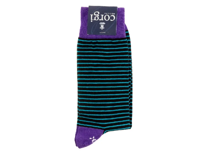 One-Day Only Fine Striped Socks Purple Teal