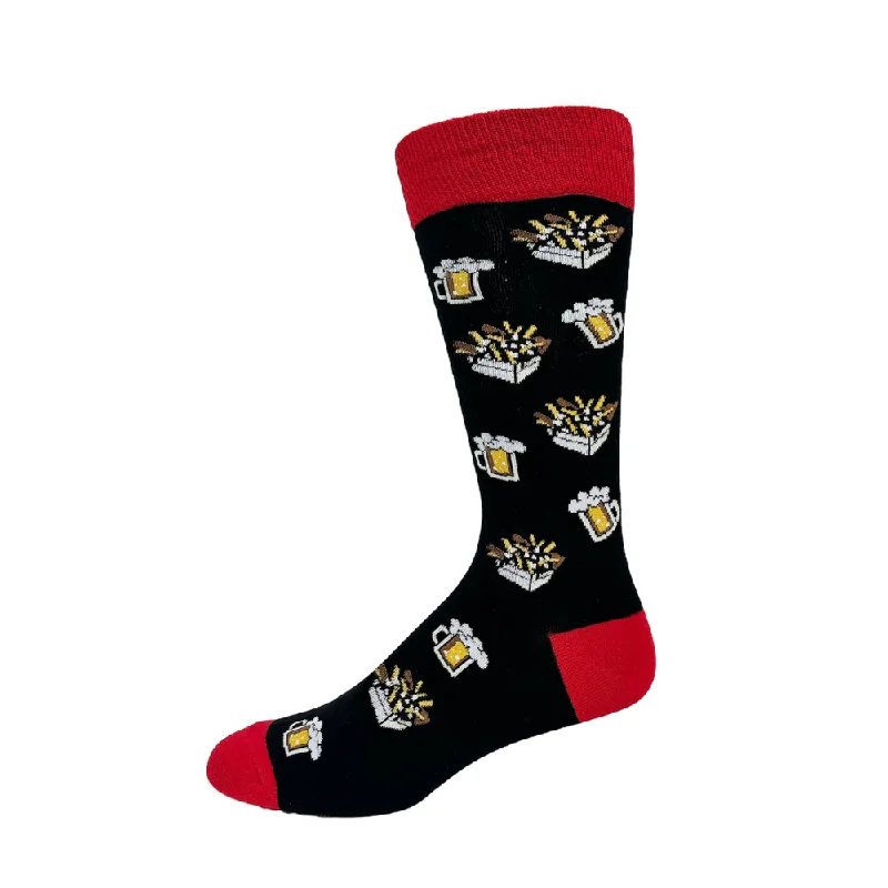 Big Savings "Poutine & Beer " Cotton Socks by Crazy Toes - Large