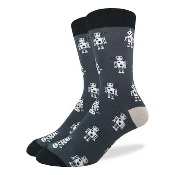 Early Access "Grey Robot" Cotton Crew Socks by Good Luck Sock