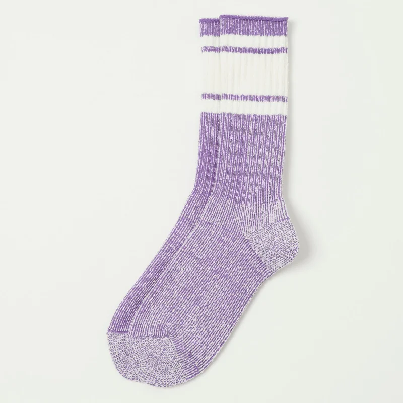 Super Bargain Kinari Skater Plating Pile Crew Sock - Purple