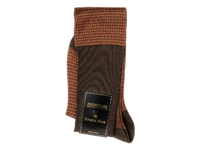 Weekend Deals That Excite Knee Length Cotton Socks Dark Brown & Fawn Dogstooth