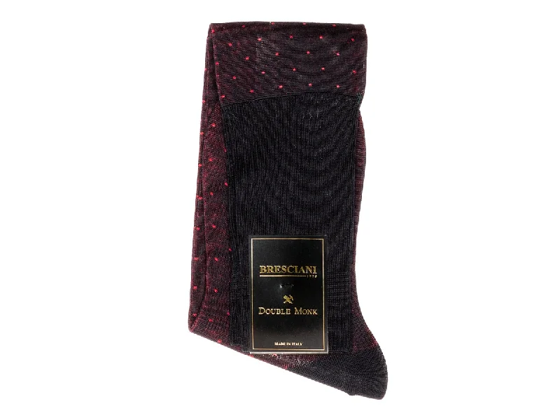 Weekend Bargains Await You Knee Length Cotton Socks Navy with Red Spots