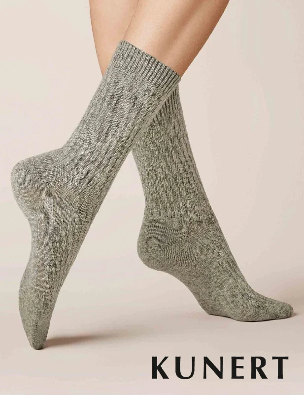 Weekend Savings Bonanza Kunert Knitted Diagonal Woolen Sock Grey 236410