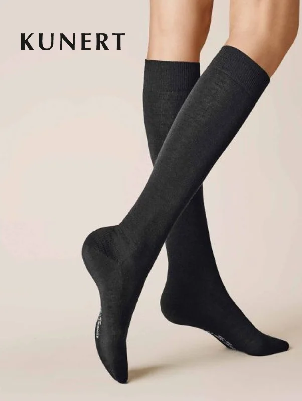 Overstock Sale Kunert Soft Wool Care Anthracite Knee High Socks 263400