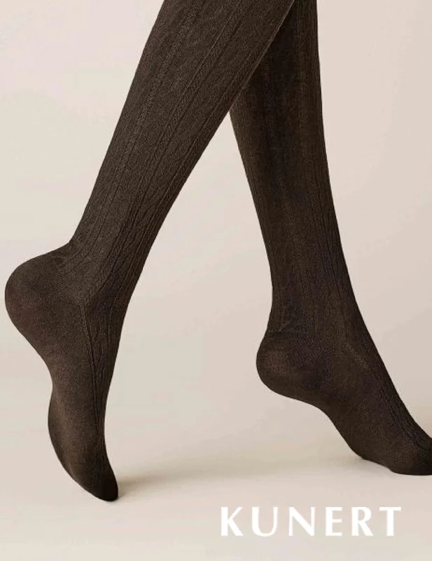 Weekend Deals to Brighten Your Day Kunert Winter Dreams Brown Wool/Cotton Plait Tights 394300