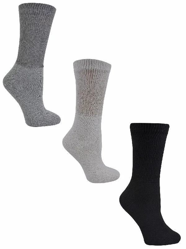 Shop Now Mens 3-Pack Black White Gray Diabetic Crew Socks