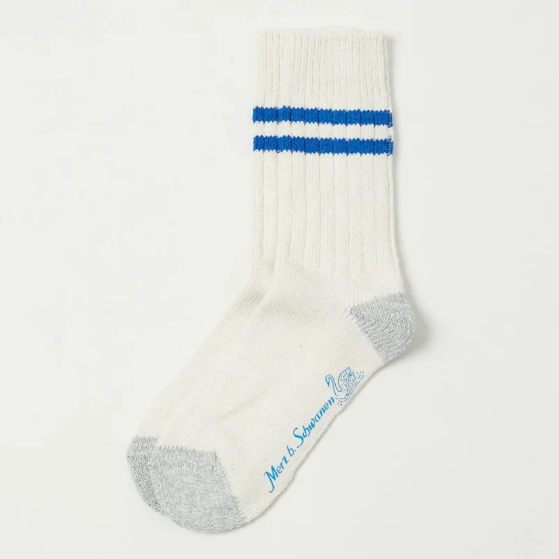 Shop the Weekend Away Merz b. Schwanen GS05 Stripe Socks - Nature/Swan Blue