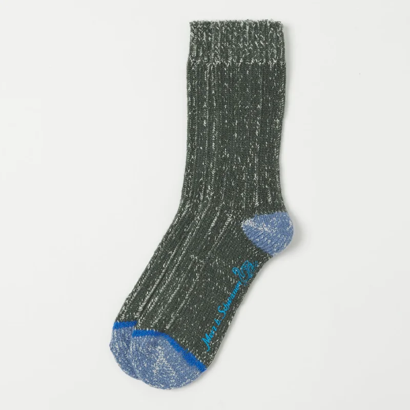Pay Less Merz b. Schwanen MW72 'Extra Fine' Merino Wool Sock - Army/Nature