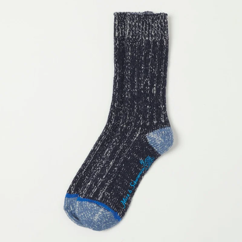 Mega Sale Merz b. Schwanen MW72 'Extra Fine' Merino Wool Sock - Ink/Nature