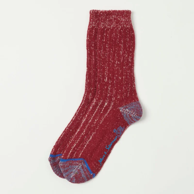 Shop Now Merz b. Schwanen MW72 'Extra Fine' Merino Wool Sock - Red/Oatmeal