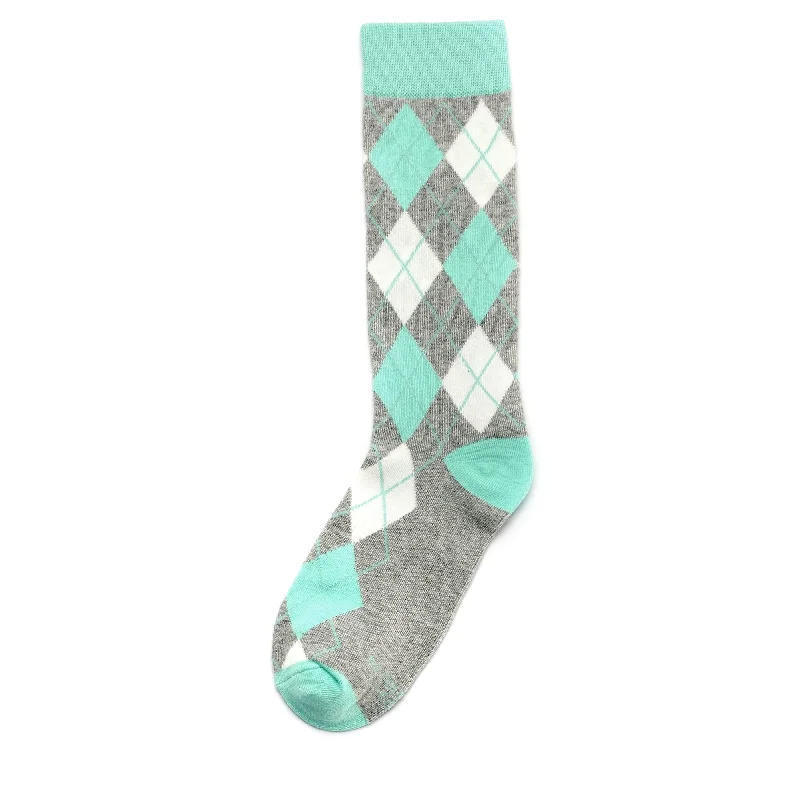 Stock Up Mint and Grey Argyle Socks