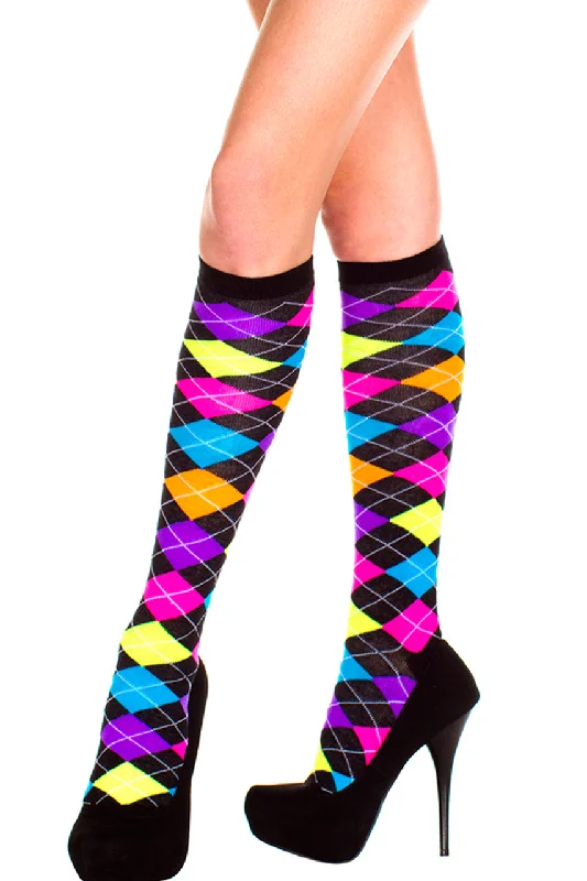 Value Deals Multi-color Argyle Knee High Stockings