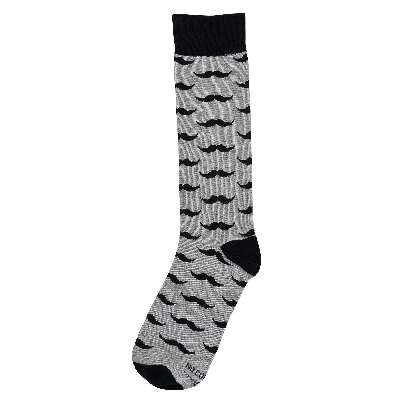 Big Savings Grey with Black Mustache Socks