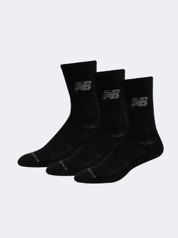 Instant Deal New Balance Cotton Cushioned 3P Unisex Performance Sock Black
