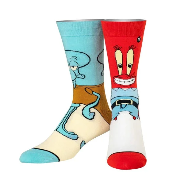 Pay Less Odd Sox Squidward and Mr. Krabs from Spongebob Squarepants Crew Socks