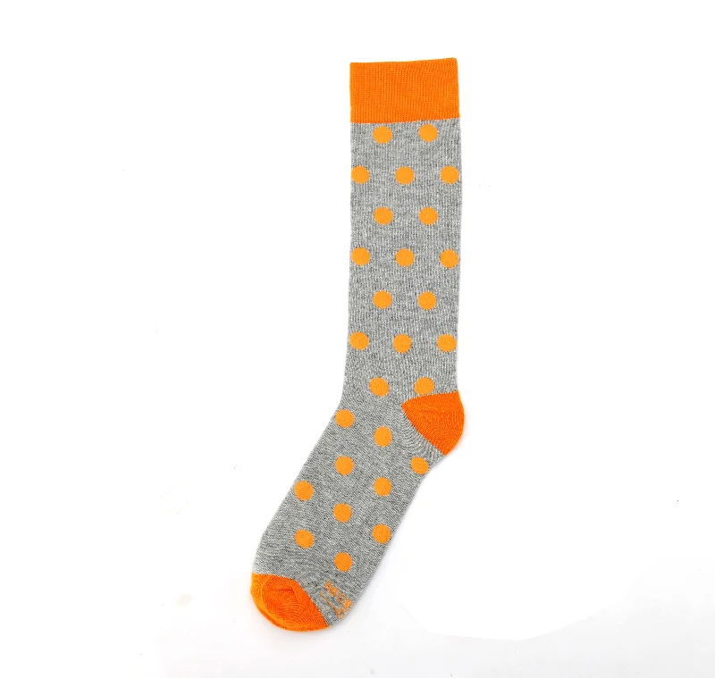 Low Cost Orange and Grey Polka Dot Socks