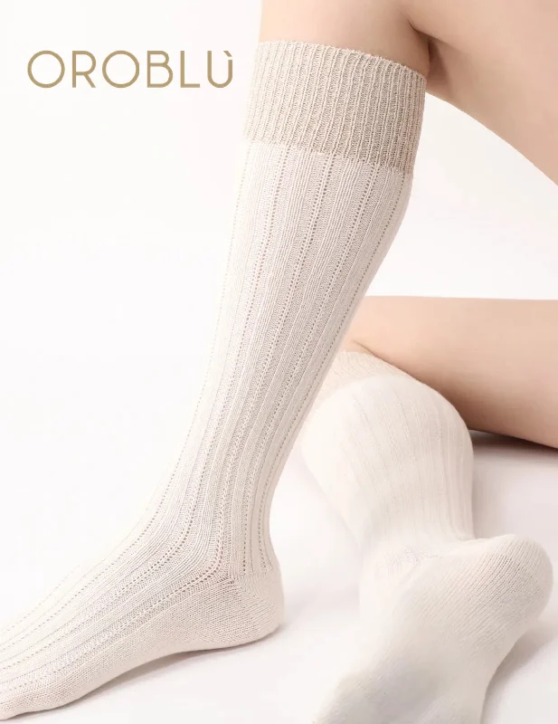 Weekend Deals You Can't Resist Oroblu Jasmine Aplaca Wool & Cotton Knee High Socks Wool VOBFAF10K0