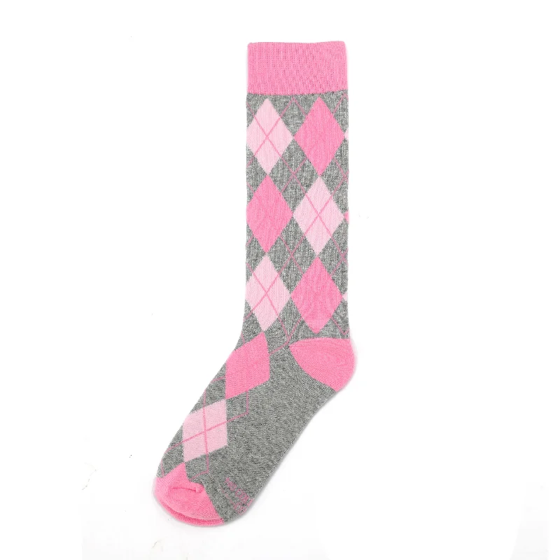 Early Access Pink and Grey Argyle Socks