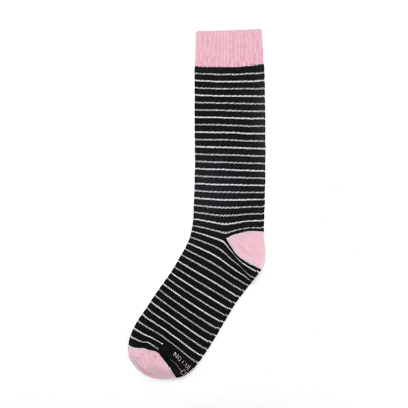 Low Cost Black, Pink and Grey Striped Socks