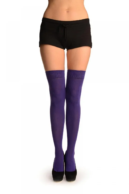 Plain Purple Over The Knee Socks