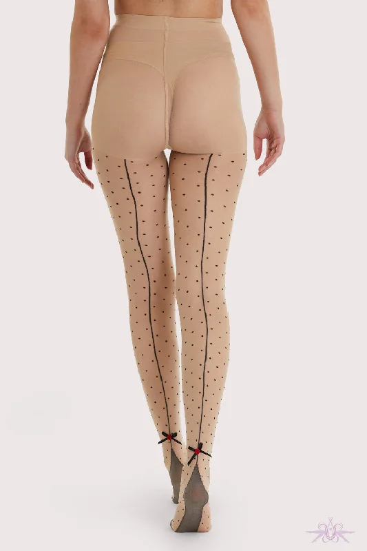 Price Slash Playful Promises Dotty Seamed Tights with Bow