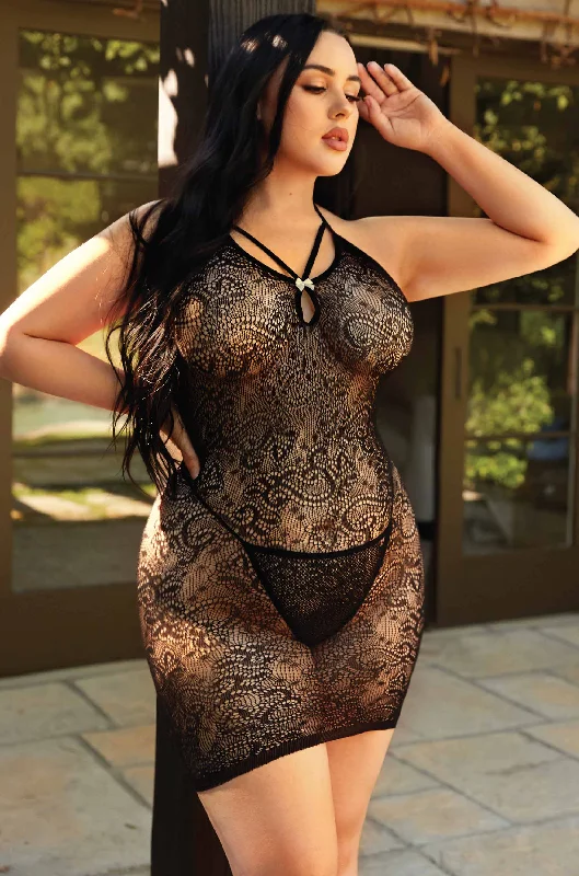 Weekend Bargains to Relish Plus Size Got My Heart Tangled in Knots Bodystocking Dress