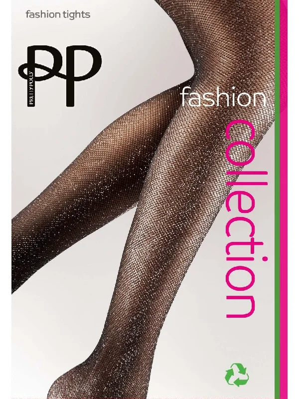Weekend Savings Fiesta Pretty Polly Silver Lurex Sparkle Diamond Net Patterned Fashion Tights