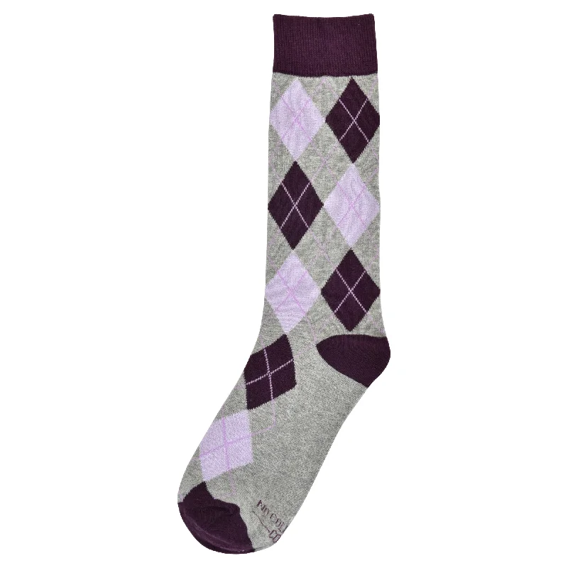 Purple and Grey Argyle Socks