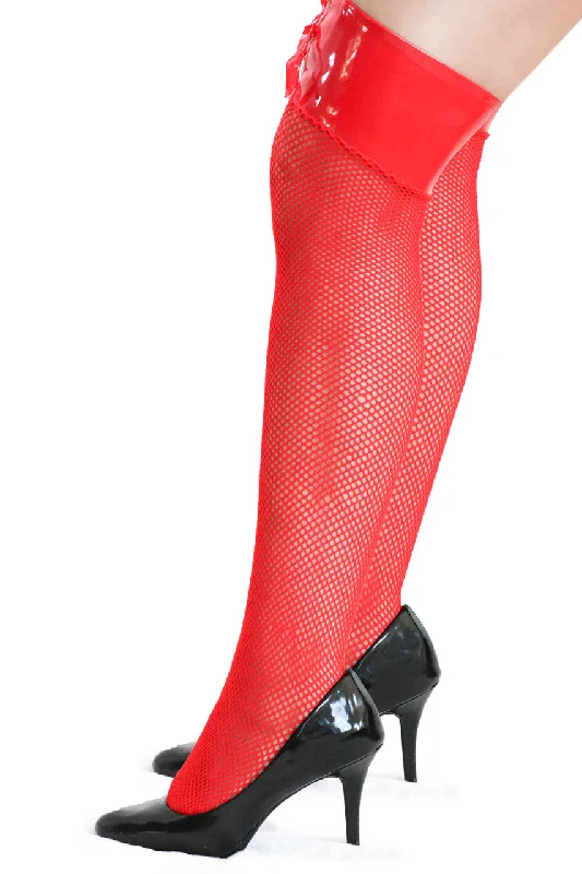 Weekend Savings Delight Red Fishnet Thigh Highs