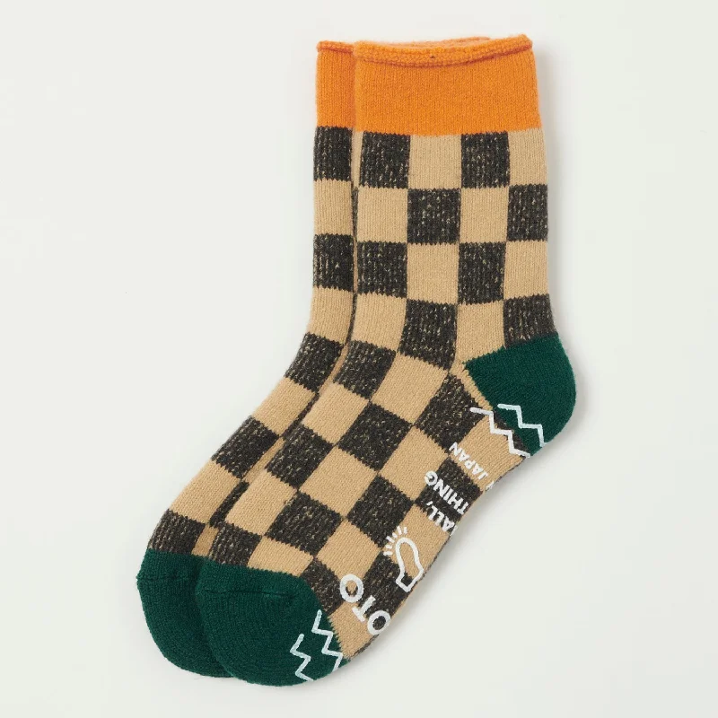 Value Deals RoToTo 'Checkerboard' Pile Room Sock - L. Orange/Green