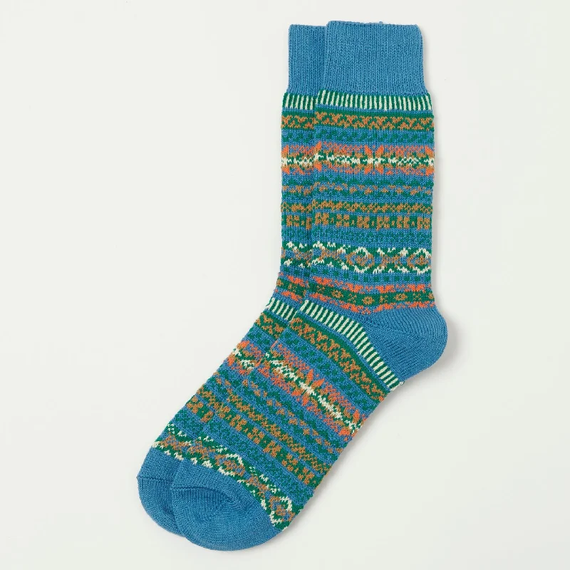 Weekend Bargains Await You RoToTo 'Fairisle' Jacquard Crew Sock - Blue