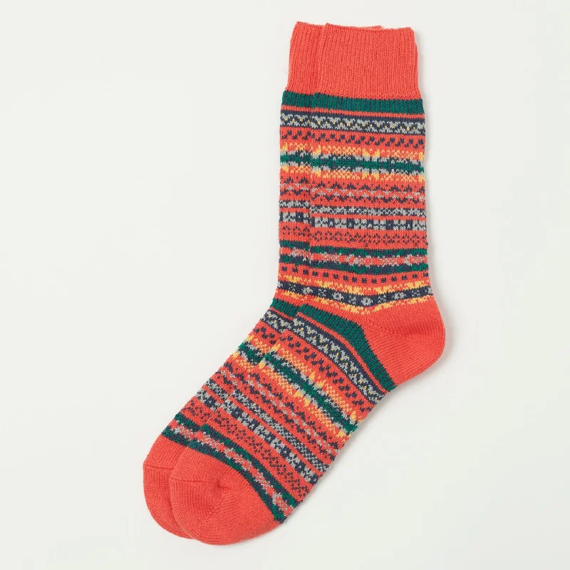 Weekend Price Cuts Galore RoToTo 'Fairisle' Jacquard Crew Sock - Red