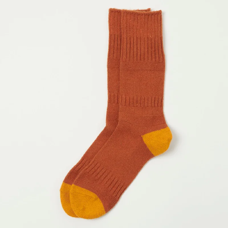 Act Fast RoToTo Guernsey Pattern Crew Sock - Dark Orange/Yellow
