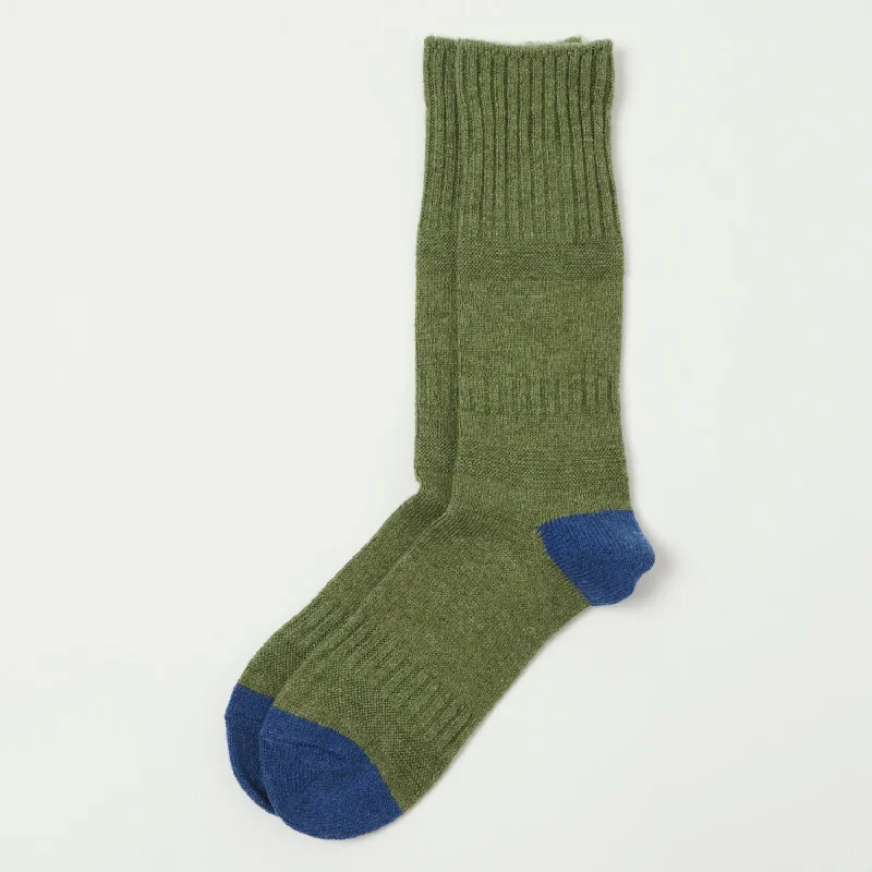 Weekend Discounts to Celebrate RoToTo Guernsey Pattern Crew Sock - M. Green/Blue