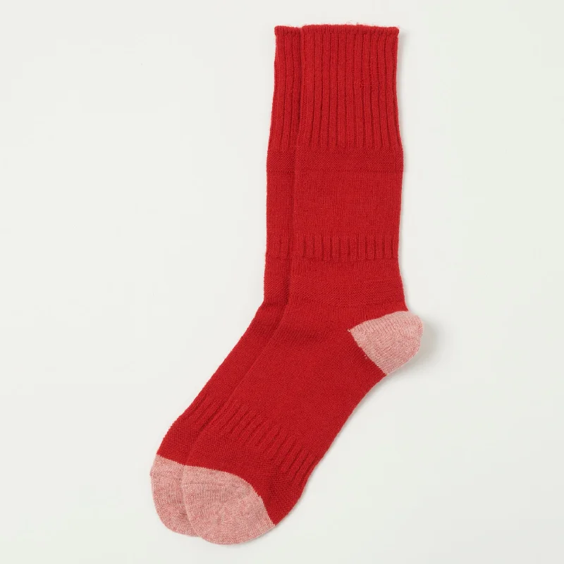Weekend Offers That Tempt RoToTo Guernsey Pattern Crew Sock - Red/Coral