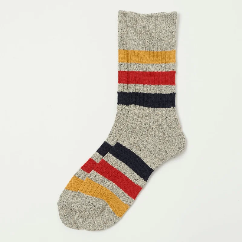 Stock Clearance RoToTo Park Stripe Crew Sock - Grey