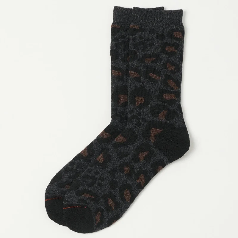 Weekend Savings Fiesta RoToTo Pile Leopard Crew Sock - Charcoal