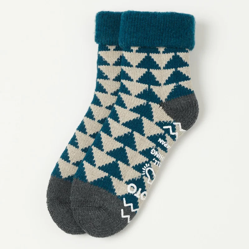 Weekend Deals That Impress RoToTo Sankaku Comfy Room Sock - Blue Green/Charcoal