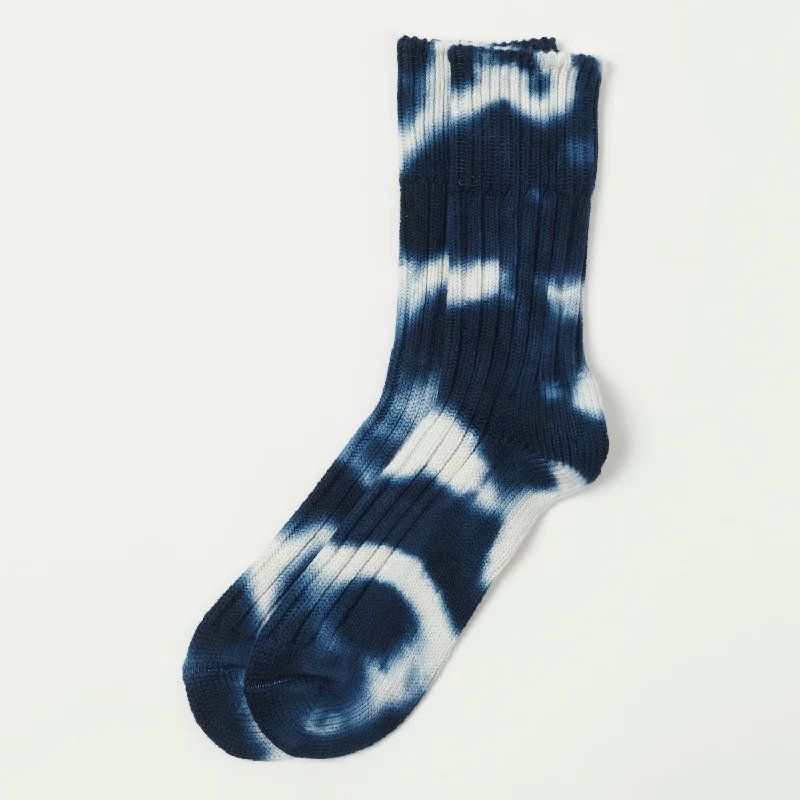 Weekend Shopping Made Better RoToTo 'Tie Dye' Chunky Ribbed Crew Sock - Navy/White