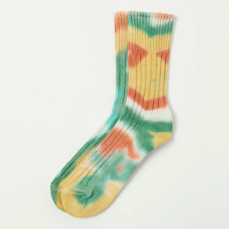 Weekend Deals That Dazzle RoToTo 'Tie Dye' Chunky Ribbed Crew Sock - L. Red/Green/Yellow