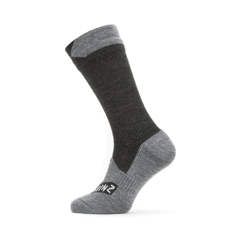 Shop and Save Sealskinz Raynham Waterproof All Weather Mid Length Sock Black/Grey