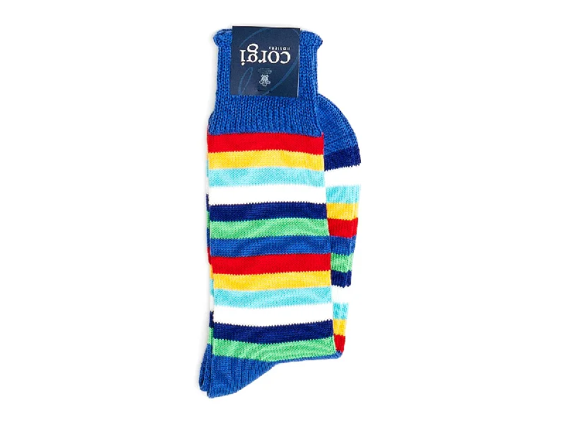 Reduced Rates Seven Stripe Cotton Socks Blue