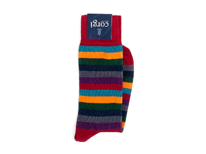 Super Discount Seven Stripe Socks Red