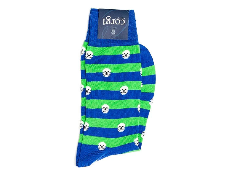 The Best Deal Skull Stripe Socks Blue Green