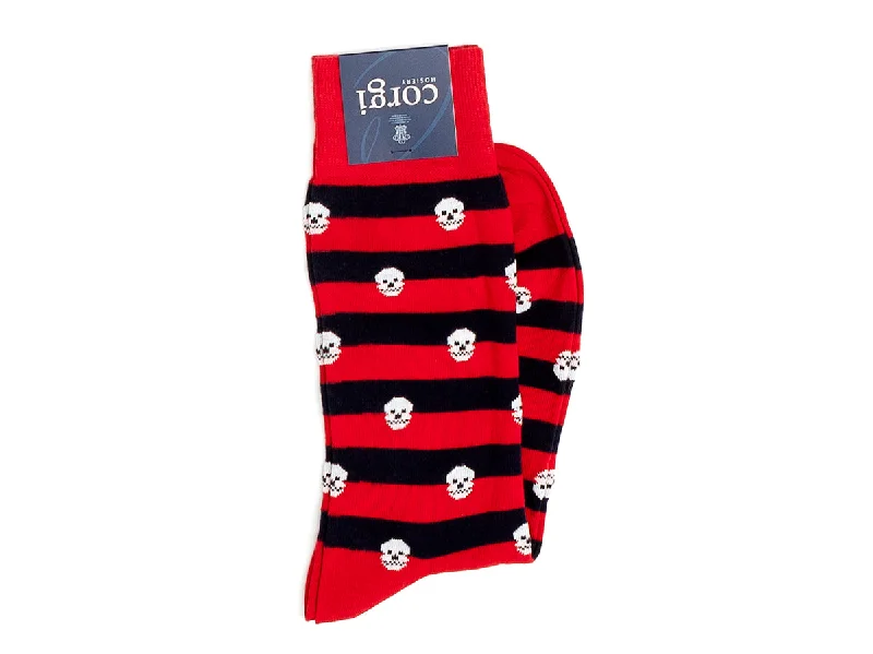 Unmissable Sale Skull Stripe Socks Red