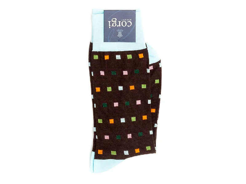 New Arrival Square Dot Socks Brown