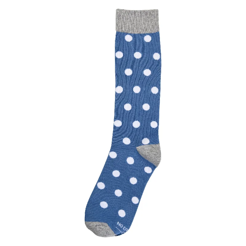 Best Seller Steel Blue Socks with White Polka Dot Socks