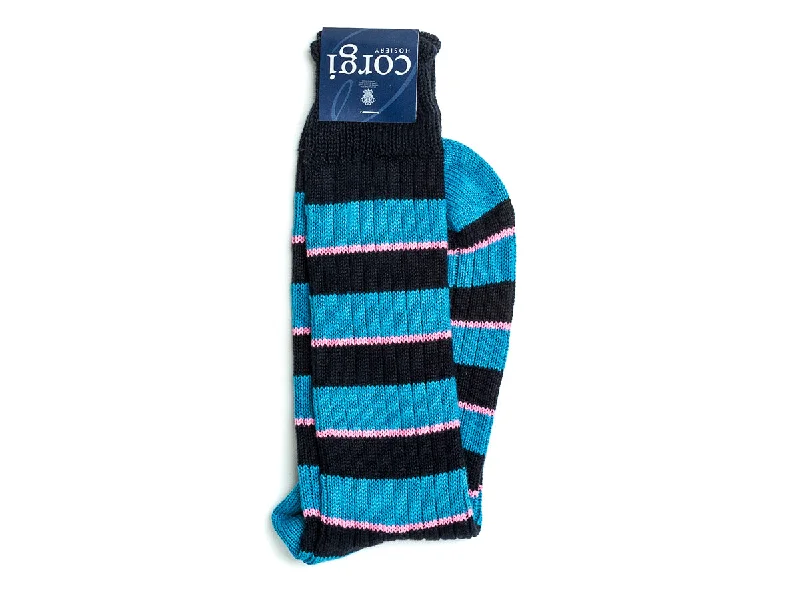 Stock Clearance Striped Cotton Socks Blue
