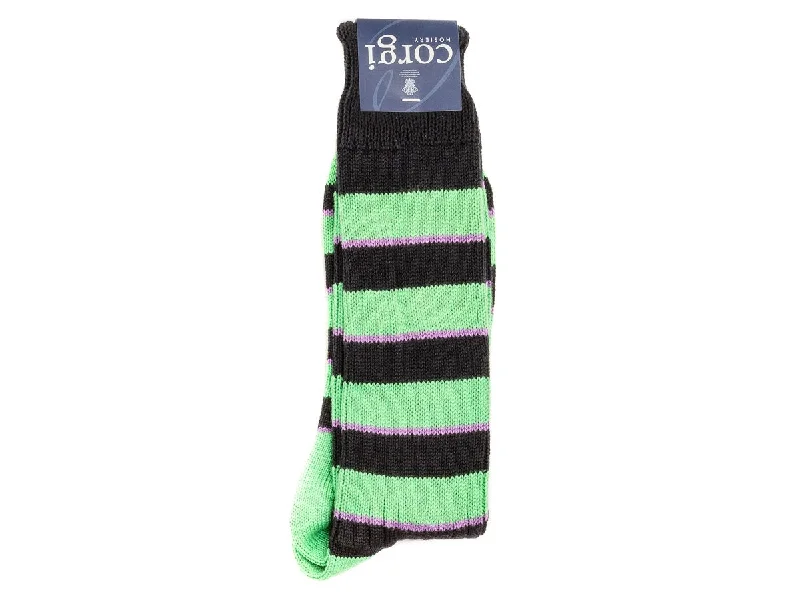 Massive Savings Striped Cotton Socks Green